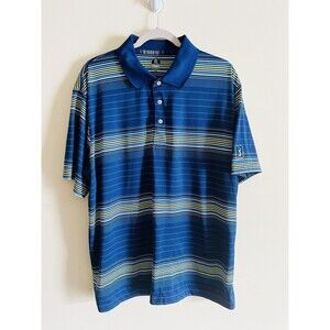 PGA TOUR Shirt Adult XL Blue Stripe Pro Series‎ Athletic Fit Golfing Polo Mens